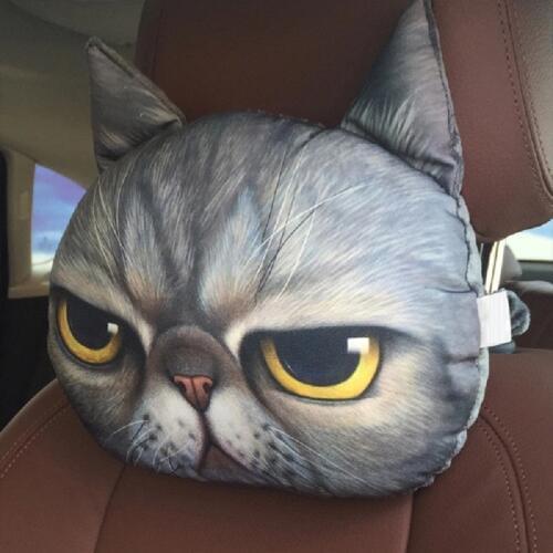 30*25cm Creative 3D Animal Cat Dog Head Car Seat Neck Rest Cushion Headrest Pillow With Carbon Cushions