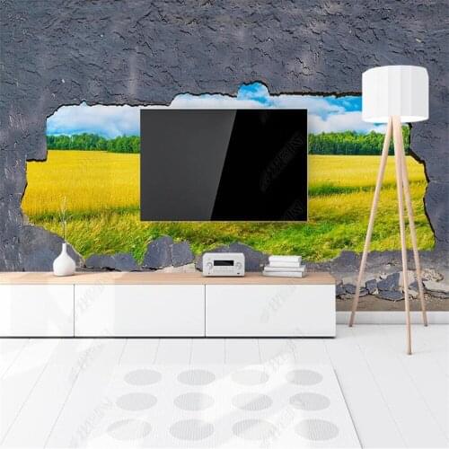 Milofi custom 3D wallpaper mural 3D three-dimensional wheat field landscape background wall for living room bedroom decoration w