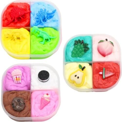 4 Color Puff Slime Plastic Clay Light Clay Colorful Modeling Polymer Clay Sand Fluffy Light Plasticine Gum For Handmade Toy