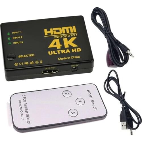 4K*2K HDMI Switch Splitter 3 In 1 out Port Hub hdmi Video Switch Switcher HDTV Audio Video Converter Adapter with Remote Control
