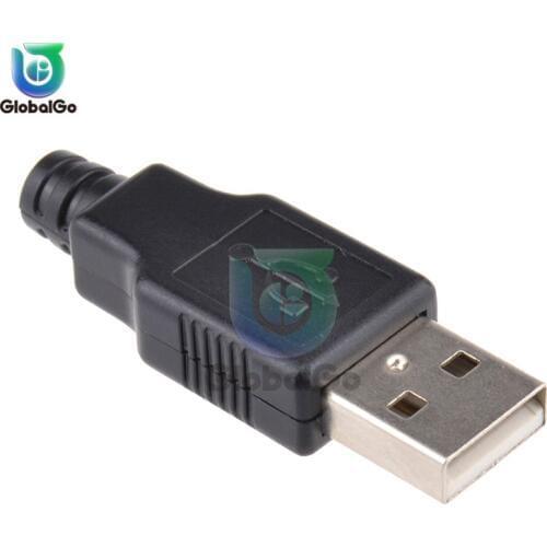 5pcs/lot USB 2.0 Type A 4Pin Female Male USB Plug Socket Connector With Black Plastic Cover Type-A Connector