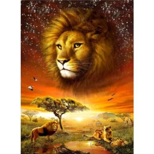 SNA Diamond Painting Gloden Animals Diamond Embroidery Full Square Round Lion Tiger Rhinestone Pictures Home Decoration