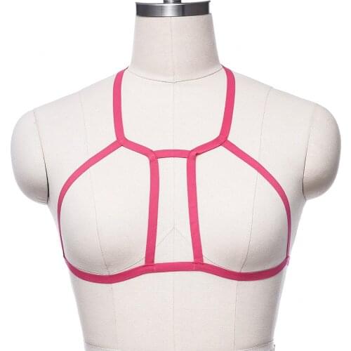 Women Colour Open Chest Body Cage Bondage Harness Sexy Lingerie Harajuku Goth Adjustable Body Harness Bra