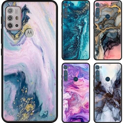 Black Case For Moto one fusion Hyper Edge G9 G8 Plus play power g30 e6s Edge 20 Lite G60 G50 G40 Fusion Capa colorfull marble