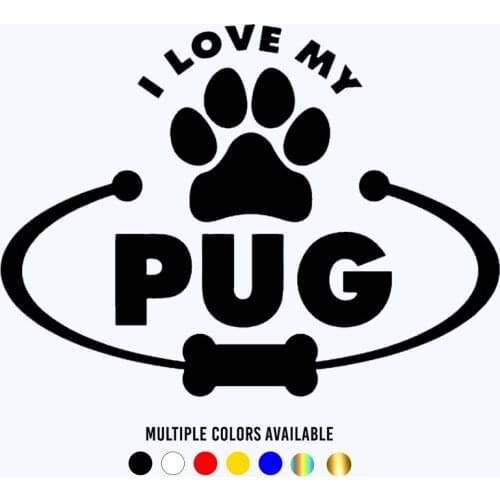 CK20678# Die-Cut Vinyl Decal Pug Dog Paw Bone Car Sticker Waterproof Auto Decors on Car Body Bumper Rear Window