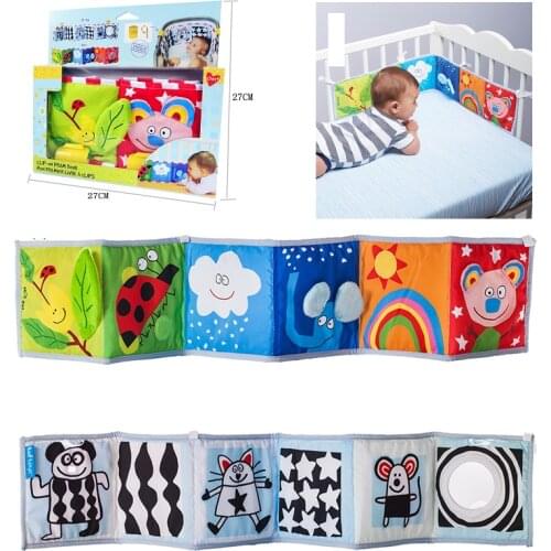 Baby Toys Crib Bumper Newbron Cloth Book Infant Rattles Knowledge Around Multi-Touch Bed Bumper kids 0-12 Months Cot & Pram use