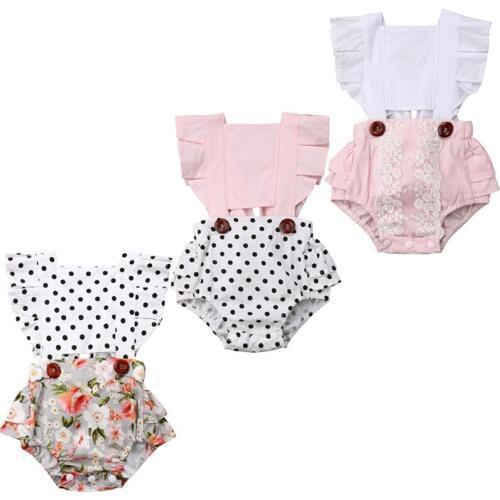 2020 Toddler Baby Gilrs Bodysuits CottonPolka Dot Sleeveless Cute Jumpsuit Princess Outfits For Newborn Girls 0-24M