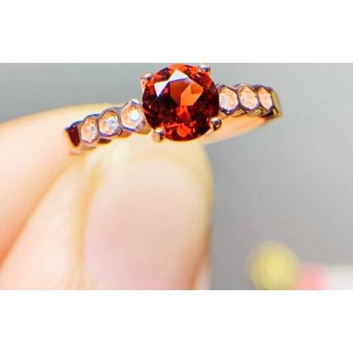 Natural real garnet or peridot round ring Per jewelry 6*6mm 1ct gemstone 925 sterling silver Fine jewelry T2142810