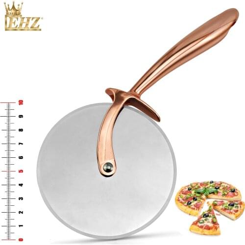 EHZ Pizza Cutter Wheel Food Grade Stainless Steel Cutter Wheel Smooth Rotating Sharp Blade Professional Pizza Cutter Rose Gold