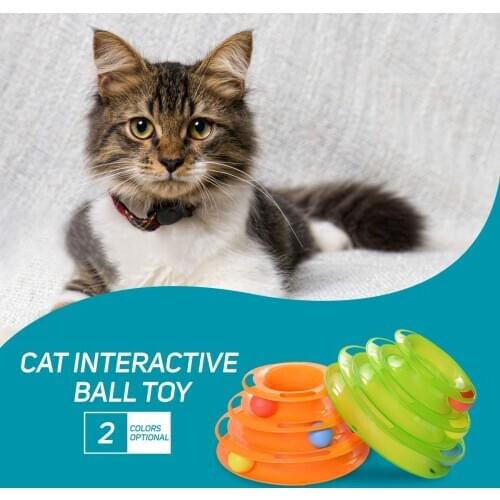 Cat Tower Tracks Cat Roller Toy Interactive Circle Tracking with Moving Ball Pet Puzzle Inelligence Train Product for Cat Kitten