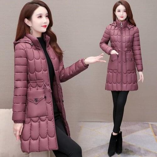 Autumn Winter Women Oversized Jacket Parka Clothes Female Vintage Warm Coat Ladies Silm Thick Long Cotton Padded ParkasH339