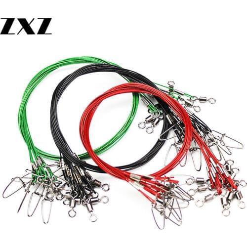 50PCS/Lot 50cm Strong 150LBS Fishing Leader Wire Line Anti-bite Fly Leash Lead Line Diameter 1mm with Swivel Fishing Accessories