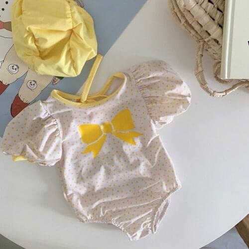 Summer Baby Girls Dot Bow Printing Princess Swimsuit