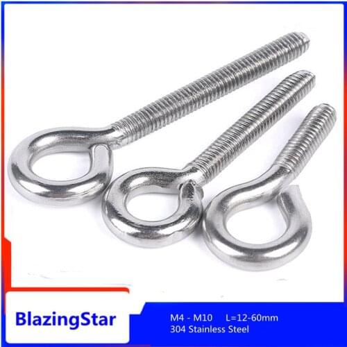 M4 - M10 304 Stainless Steel Sheep Eye Screw, Closed Hook With Ring Screw ，Lifting Ring, Small Sheep Horn Screw Sheep Eye Bolt