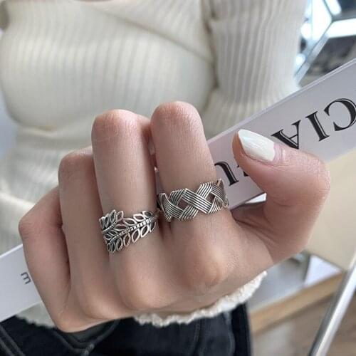 Minimalist Aesthetic Wide Rings Fashion Vintage Handmade Hollow Cross Geometric Adjustable Accessories Jewelry Gifts for Women