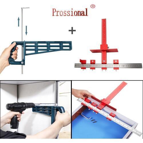 Multifunction Cabinet Hardware Jig Drawer Pull Wood Drilling Dowelling Hole Jig Furniture Punching Tool True Position Tools