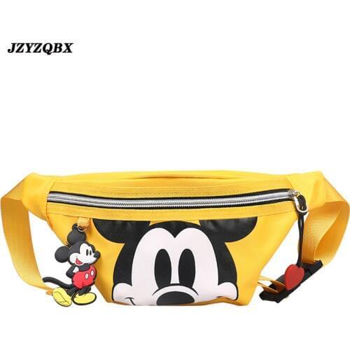 Mickey Chest Bags Fashion Cartoon Waterproof Waist Pack Unisex One Shoulder Diagonal Package Mickey Decoration Zipper Waist Pack