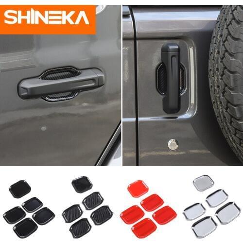 SHINEKA Car Stickers for Jeep Wrangler JL 2018+ Car Front Tail Door Handle Bowl Decoration Cover Stickers For Jeep Wrangler JL