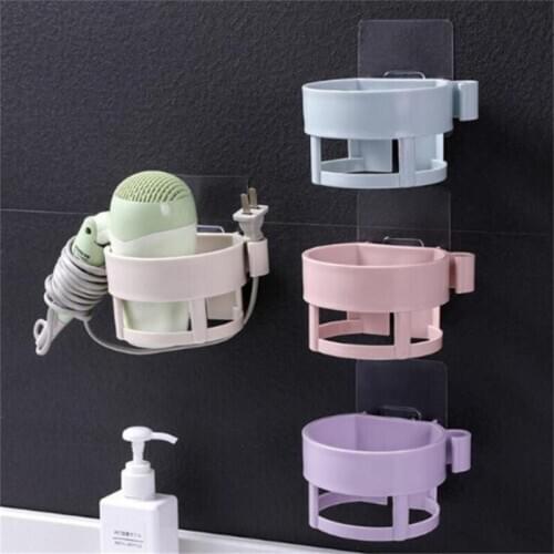Wall-mounted Hair Dryer Holder Multifunctional Adhesive Hair Drier Seamless Bathroom Shelves Hairdryer Storage Rack Organizer