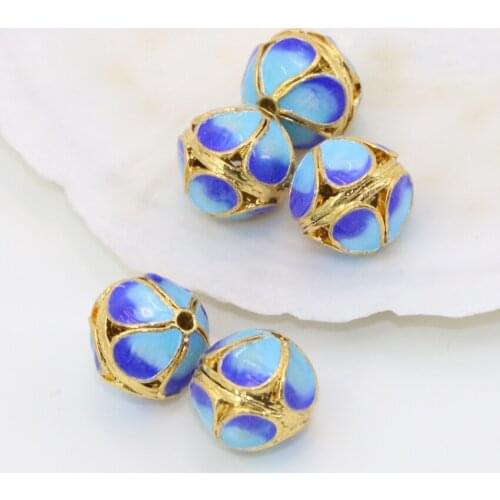 New fashion free shipping 11mm round ball cloisonne enamel spacers beads high grade accessories jewelry making 5pcs B2504