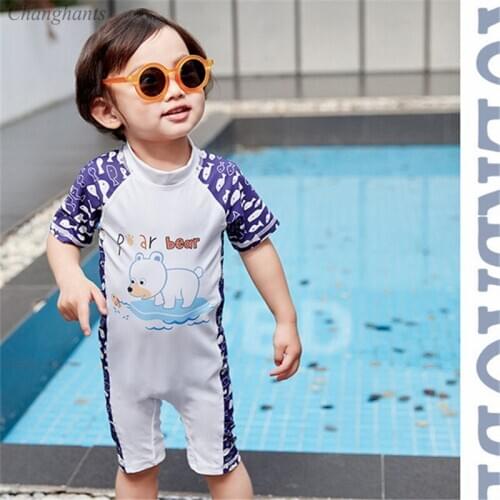 2020 New Model Boy Two Pieces Swimwear Short Sleeve Swimsuit Bathing Suits Child Surfing Wear Swimming Sunny Sandy Beach