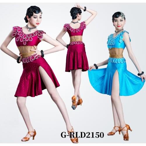 2021 New Diamond-Studded Floral Costume ChildrenS Latin Dance Performance Costumes Rumba Cha-Cha Competition Dresses DN8700