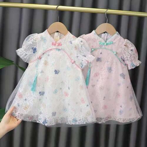 2021 new Summer Baby Girls Sweet Bow Dress Children Princess Colored dots Veil Dress Kids Baby Girl Cloths
