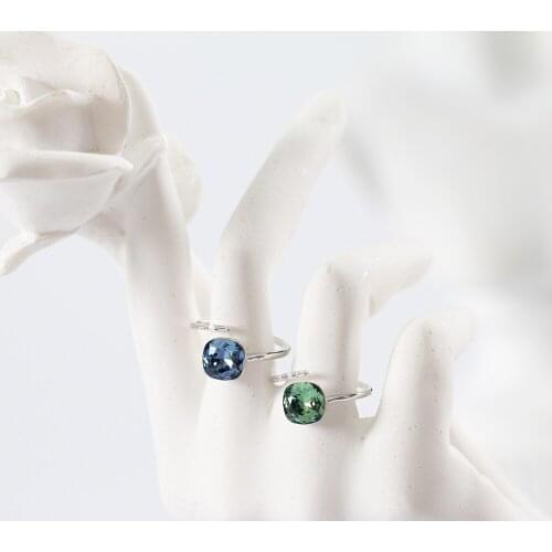 LANFLORA new fashion geometric crystal ring women open ring for birthday party gift foreign trade bulk wholesale ring