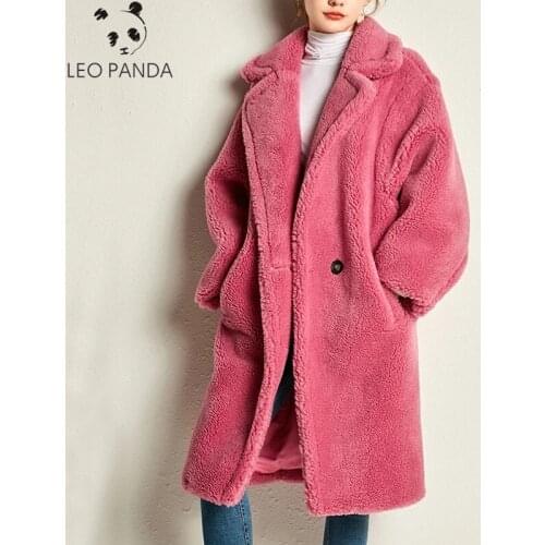 2020 Winter New Women Fashion Real Sheep Fur Over Coat Girl Leisure Solid Teddy Color Jacket Over Size Parkas