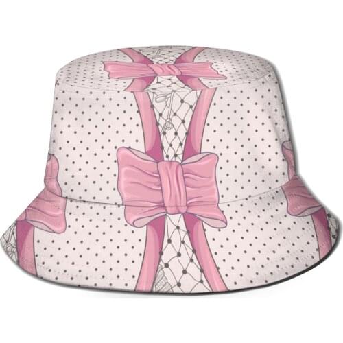 CINESSD New Fashion Bucket Hats Fisherman Caps Gorras Summer Flowers Birds And Bows Polka Dot Elegant Floral Fashion Pattern