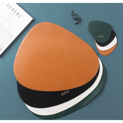 Tableware Pad Placemat Table Mat Disc Coaster Placemat for Dining Table PU Leather Heat Insulation Non-Slip Simple Placemats