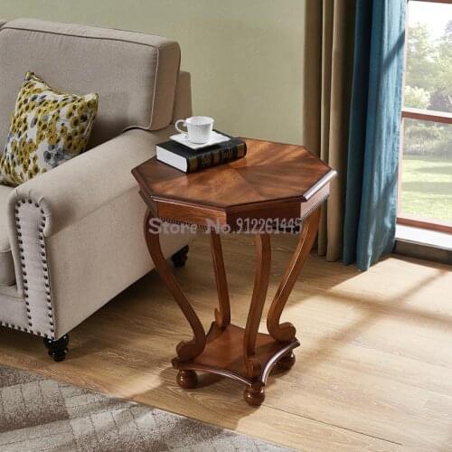 Sofa Side American Living Room Octagonal Solid Wood Small Tea Table Bedside Table Balcony Leisure Telephone Table