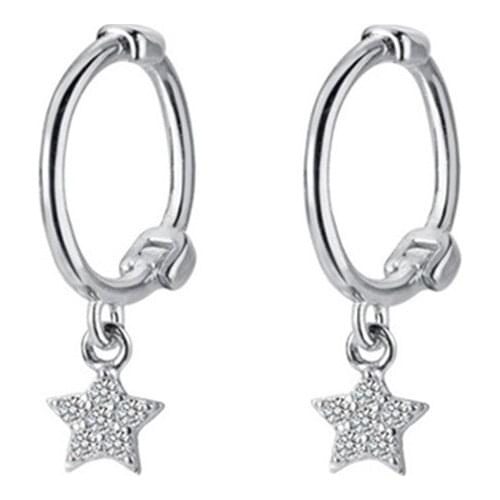 925 Sterling Silver Crystal Star Moon cute Stud Earrings For Women Kids 2020 Wedding Jewelry boucle d'oreille Hypoallergenic
