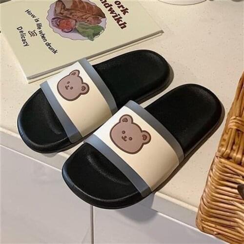 Summer Women Little Bear Flip Flops Sandals Home Soft Slippers New Indoor Bathroom Non Slip Kawaii Beach Casual Shoes Flats