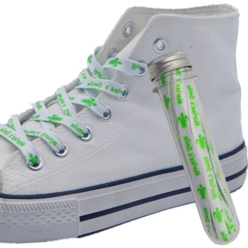 8MM White-Green Turtle Pattern High Quality Shoelace "Marlees Smile" Letter Printing Rope изи буст кроссовки