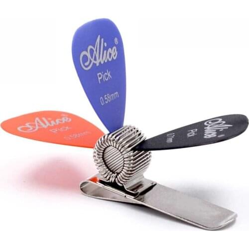 Universal Metal Guitar Picks Holder Clip with 3pcs Picks(Guitar Picks Colors Random ) General Guitar Accessories