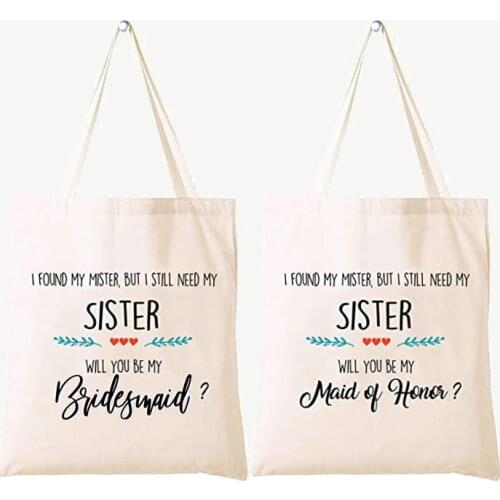 Will You Be My Maid of Honor Bridesmaid tote Bag Bridal Shower wedding Bachelorette Party Sister Friend Proposal Gift present