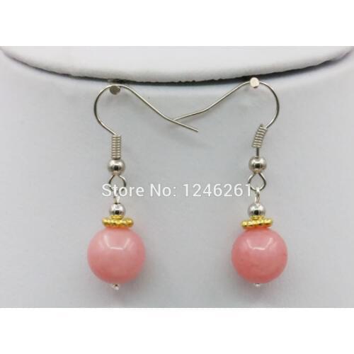 Hot Pink Chalcedony Drop Earrings Lucky Stone Earring Sets Round Beads Fashion Jewelry Making Design Party Wedding Girls Gifts