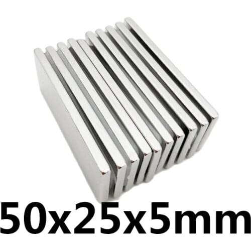 1/3/5/10PCS 50*25*5mm Rare Earth Magnet Long Block Rectangular Magnets 50x25x5mm Permanent Neodymium Magnetic