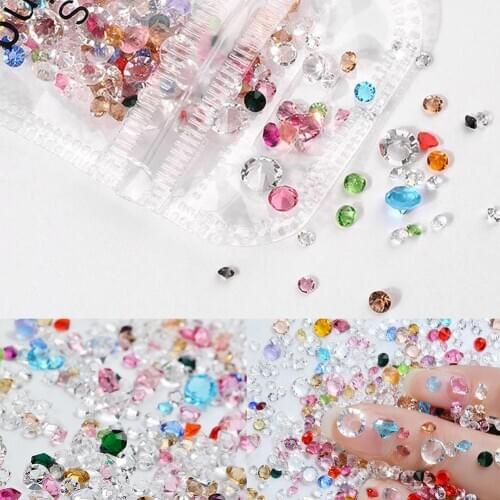 10g Glass Rhinestone Shinny Mini Mixed Nail Art Tips Manicure DIY Decoration Clean the surface of your nails, brush the base gel