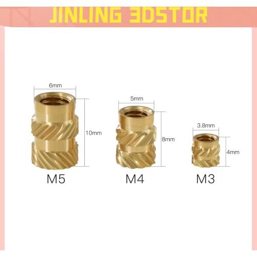 Mellow Brass Hot Melt Inset Nuts Heating Molding Copper Thread 3D Printer Parts SL-type Double Twill Knurled Injection Brass Nut