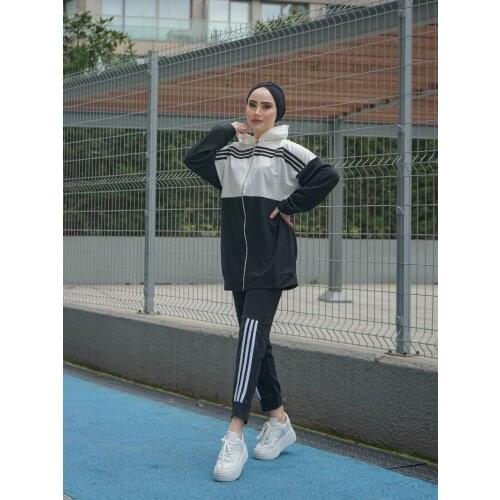 TSD10586 Islamic Sports Wear for women Sport double Team Tracksuit Set Muslim Women Dress Set Sport Hijab Suit Sport Hijab Suit