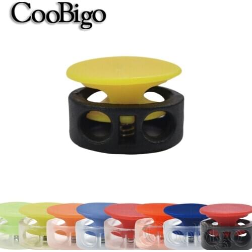 12pcs Colorful Frost 2 Hole Round Cord Lock Stopper Transparent Toggle Clip for Shoelace Rope Paracord Lanyard Accessories