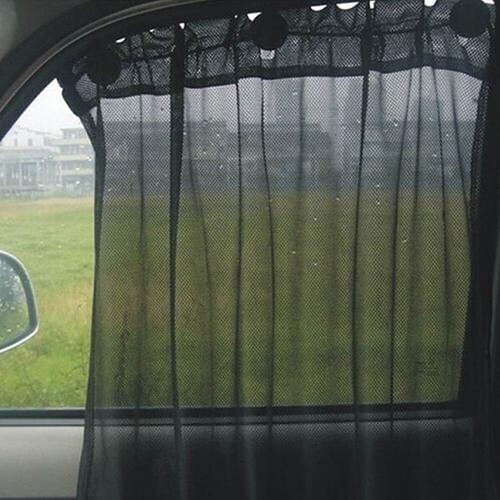 2Pcs Car Sun Shade UV Protection Side Mesh Window Curtain with Suction Cups