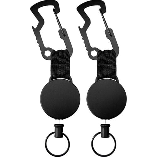 2PCS Carabiner Buckle With Steel Cable Retractable Key Chain Multifunction Portable Bottle Opener Wrench For Camping Accessories