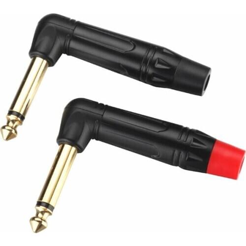 2pcs/Pack Golden Plated Right Angle Mono 6.35mm Microphone Plug Speaker Assembly Audio Plug