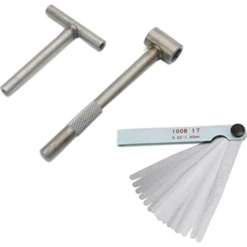 3 Pcs Motorcycle Engine Valve Screw Adjusting Spanner Tool + Feeler Gauge