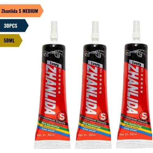 30PCS Zhanlida S Medium Settings 50ML Ivory Contact Adhesive Universal Repair Glue With Precision Applicator Tip