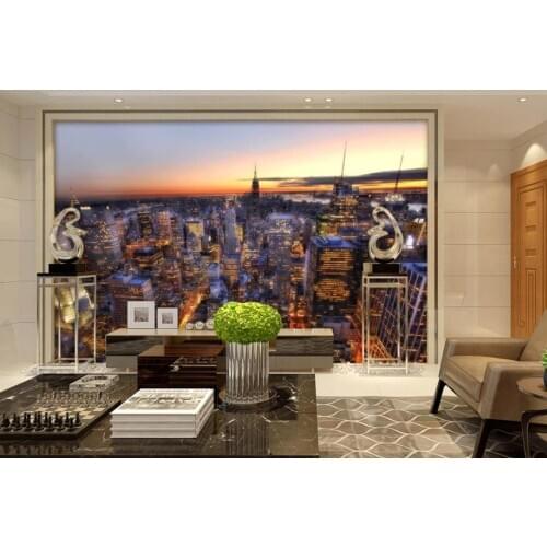 3d wallpaper for walls 3 d for living room Beautiful city night TV background wall