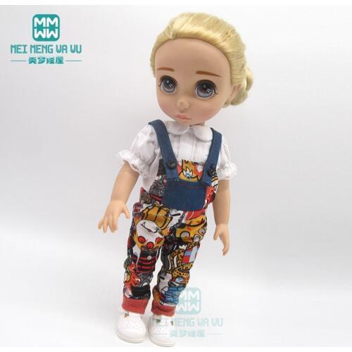 Doll accessories clothes for 40cm toy doll White shirt + flower strap pants